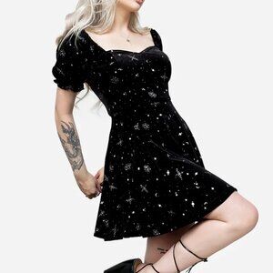 Disturbia Veniri Corset Mini Dress Velvet Stars Black US6/UK10